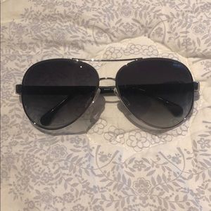 Chanel Aviator Sunglasses Silver Black